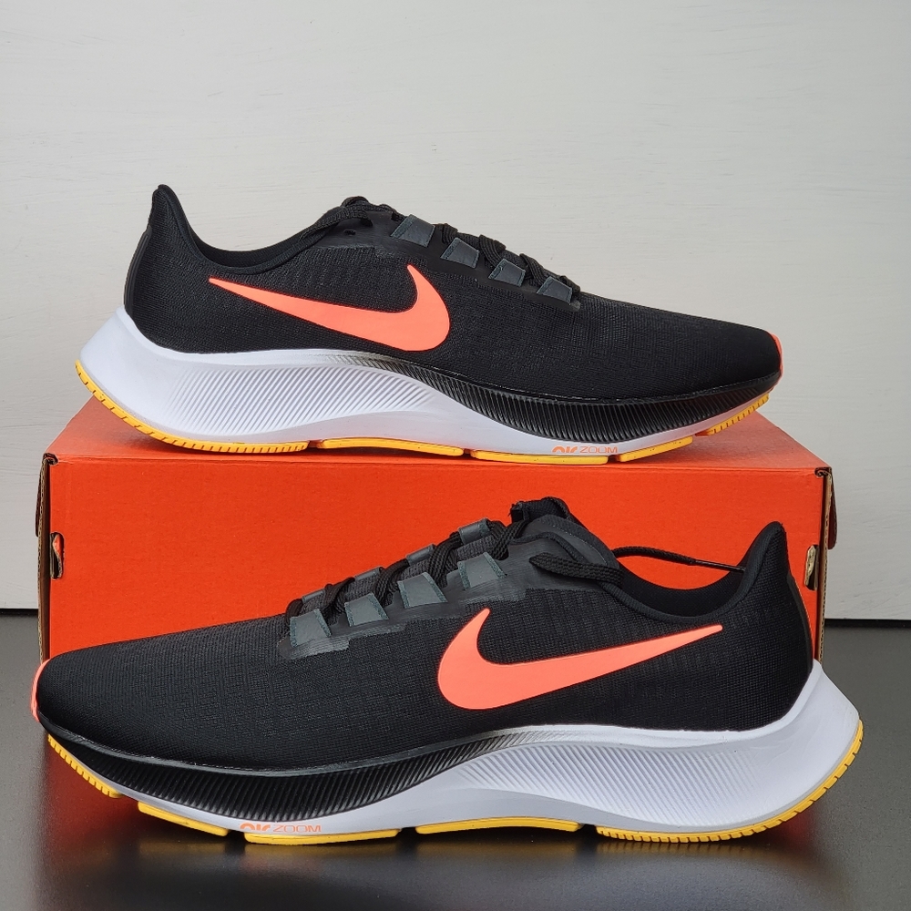 Nike Air Zoom Pegasus 37 Sneakers Black Orange White Men's Running Shoes